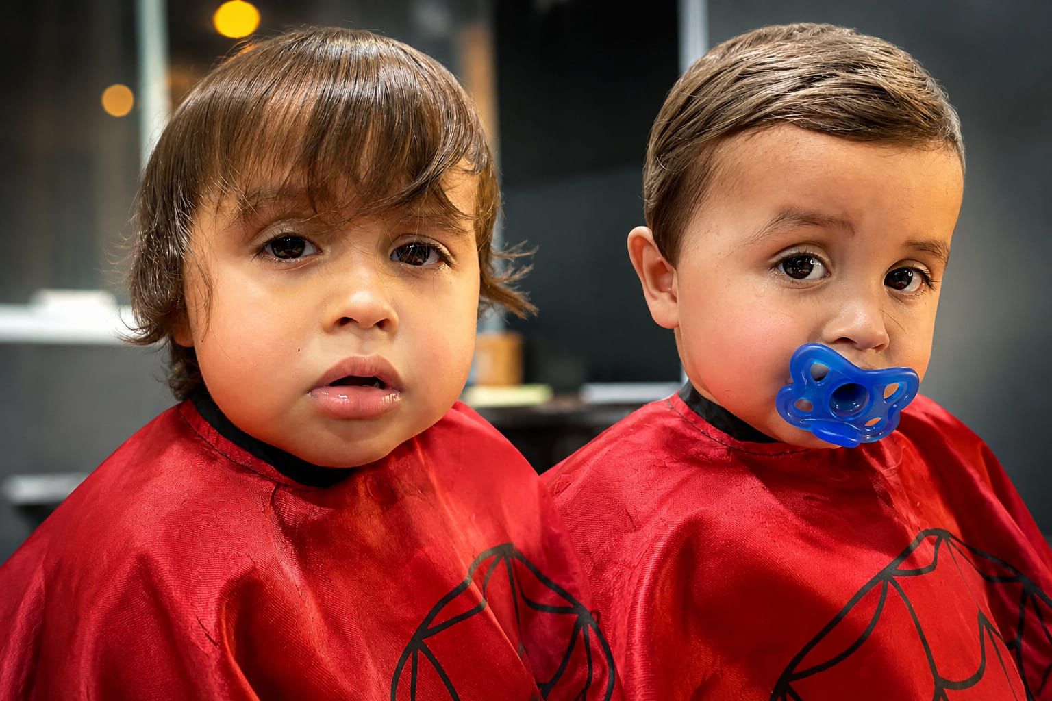 Antes e depois de corte infantil